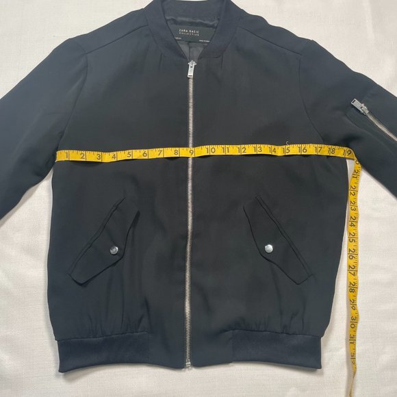 Zara Black Bomber Zip-up Lined Jacket XS - Picture 7 of 10